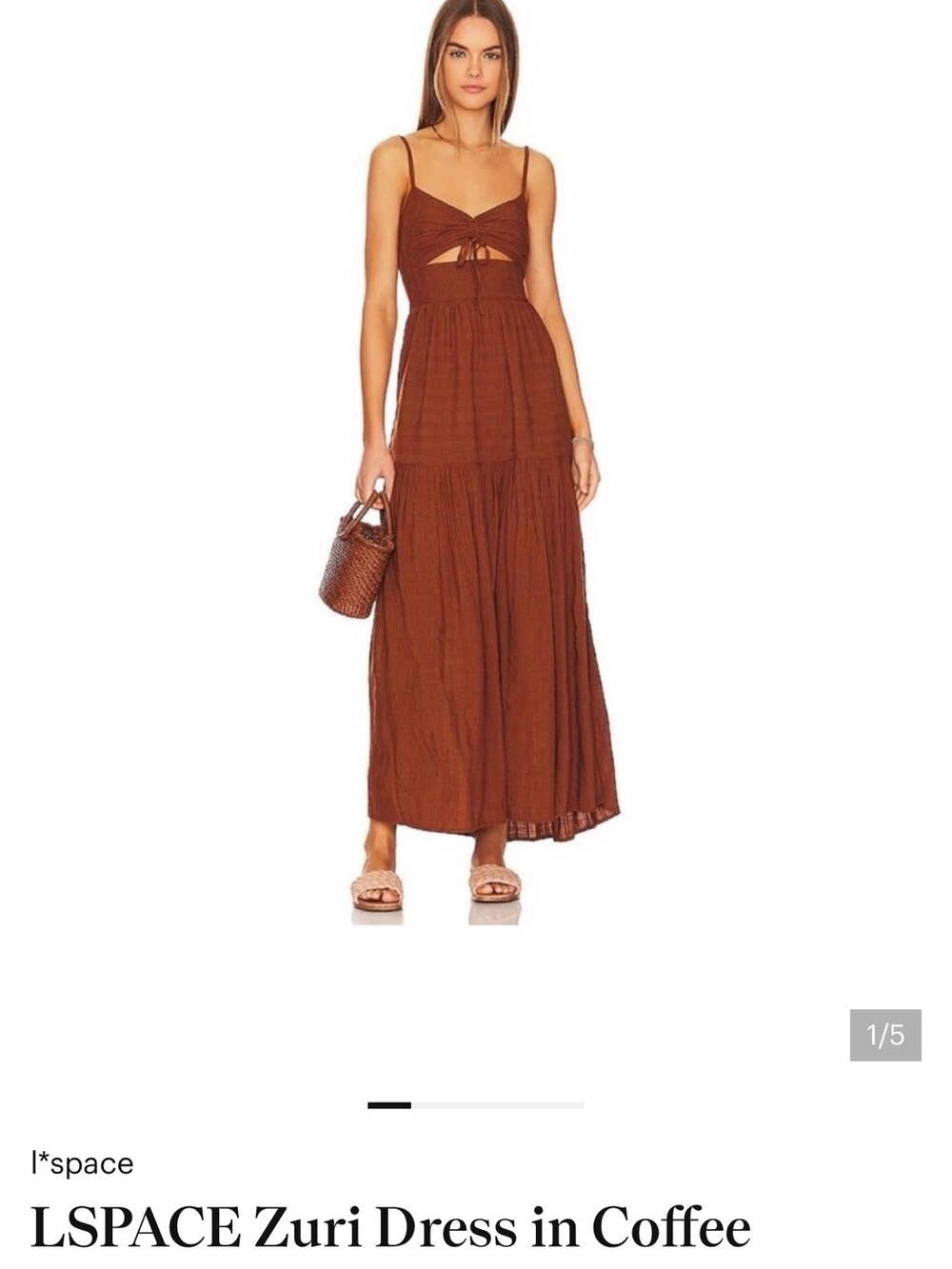 l*space Zuri Dress Coffee Brown Tie-Front Maxi Dress